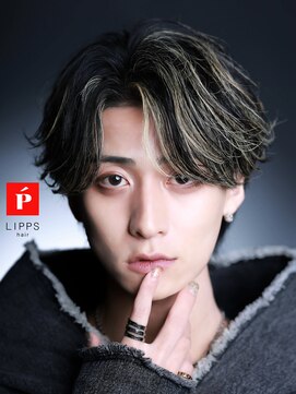 リップス 天神(LIPPS) ハイライトニュアンスパーマツーブロックセンターパートウルフ