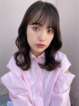 トリコ ショップアンドヘアサロン(tricot shop hair salon) ワイドバング　くびれミディアム  焦茶ブラウン