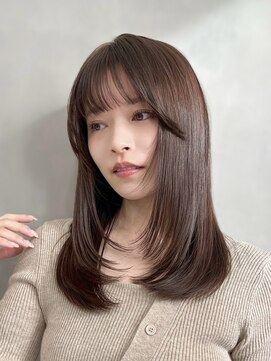 マッシュ 天王寺あべの(MASHU) シアーブラウンの今っぽミディアムレイヤー【天王寺/あべの】