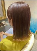 ミディアムボブ/ピンクベージュ/髪質改善トリートメント[南行]