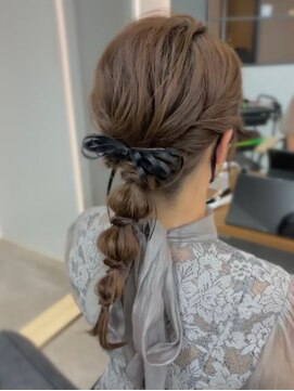 ギルド 清瀬店(GUILD) リボン付き編みおろしヘアアレンジ