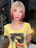 ヨーテ(yote)&nbsp;moeka＊ケアブリーチでつくるブロンド×レッドボブ