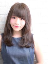 エルデ ナインズ ヘアー スタンド 川口店(elde 9's HAIR STAND)&nbsp;ワンサイドタンバルモリのモーブカラー風黒髪くびれミディ 川口