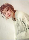 透明感のあるピンクグレージュ×大人可愛い外ハネボブ