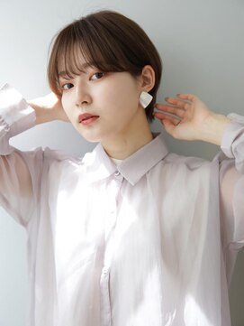 ネオリーブアイム 横浜西口店(Neolive aim) 20代~40代小顔ショートボブアッシュブラウン耳掛け