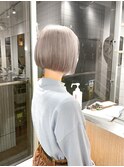 グレージュボブ/ミルクティ/切りっぱなし/ホワイトアッシュ