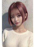 ピンク×韓国タンバルモリ×シースルー前髪
