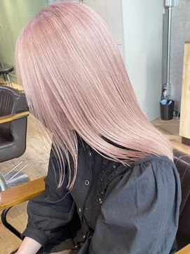 ツキ 横浜店(tuki) ダブルカラーピンクベージュベージュカラーケアブリーチレイヤー