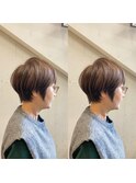 白髪ぼかしハイライトベージュカラーコンパクトショート