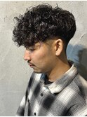 スペインカールメンズパーマ外国人風フェードバーバー群馬高崎