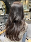 くびれヘア/韓国風/ロングヘア/グレージュカラー
