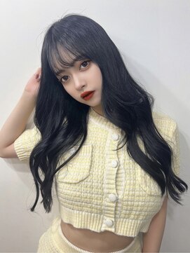 ピープスアンドスー 表参道 渋谷(Peeps&Suu.) シールエクステ 60本 ブルーブラック 韓国風ヘア 小顔カット