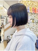 まとまる丸ボブ黒髪髪質改善カラー横浜　成田