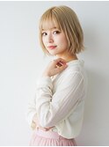 ミルクティベージュ**透明感溢れるシースルーボブ(北浜)