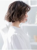 ■くすみベージュゆるふわ抜け感ボブパーマ401-2上尾30代40代