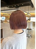 ボブ×ピンクベージュ