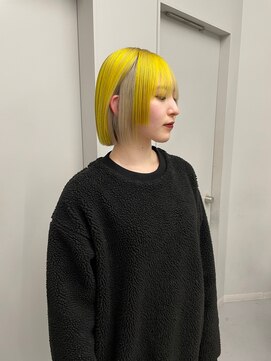 ヴァーディ オモテサンドウ(Vardy omotesando) yellow/イエロー ベージュ ボブ ハイトーン デザイン