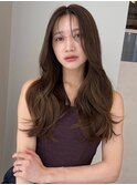 《SOYON》レイヤーカット ミントブラウン　シースルーバング