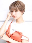 大人可愛い小顔美髪ミディアムベージュ横顔美人丸みショートA5