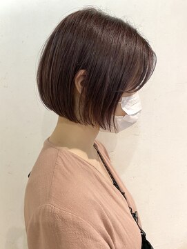マイル 渋谷(mile) ピンクブラウン×顎ラインボブ