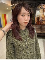 ノラギンザユー(NORA GINZA/U) レイヤーカット暖色カラー赤顔まわりカット似合わせヘアアレンジ