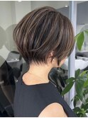 くびれショートボブ40代50代グレイカラー白髪染め白髪ぼかし