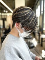 ハイライトセンターパートメッシュダブルカラーツーブロック