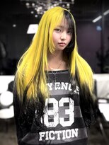 ディーカヘアーセンダイ(Di KA HAIR sendai)&nbsp;ビビッドイエロー×ブラックデザインカラー