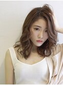 大人かわいいかきあげバングミディアムヘア【上野】【御徒町】