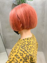 テトヘアー(teto hair)&nbsp;アプリコットオレンジ、オレンジピンク、ミニボブ、ブリーチ