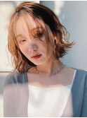 【デジタルパーマ】シースルーバングのニュアンスウェーブボブ