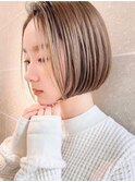 大人可愛い20代30代40代前下がりショートボブ 丸みショート◎