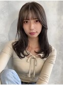 韓国顔周りレイヤーロングワンカール×艶髪ミルクティーアッシュ