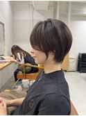 魅力倍増カールセミディシアーカラーダークアッシュショートヘア