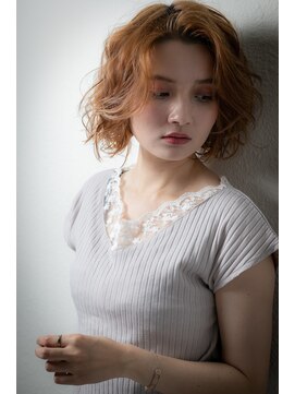 カバーヘア ブリス 上尾西口店(COVER HAIR bliss) □艶感カーキベージュかきあげボブパーマ315-2上尾10代20代30代