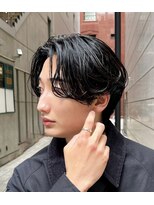 艶センターパートニュアンスパーマカルマパーマダークアッシュ