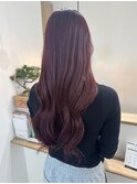 桑名ロングレイヤーカットロングヘアピンクブラウンカラー韓国