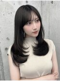 透明感ダークカラー/艶カラー/ロングレイヤー/ワンカール/表参道