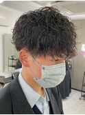 ツイストスパイラル/スパイラルパーマ/メンズ/マッシュ/眉毛