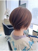 ミディアムブラウン×ゴールドハイライト　3Dグラデショート