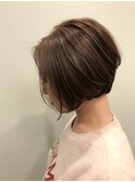 O-tete カーキラベンダーショートボブビフォーアフター