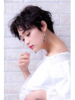 ヘアーアートシフォン 池袋西口店(Hair art chiffon)&nbsp;3Ｄカラーオリーブアッシュ似合わせカット黒髪エッジショート