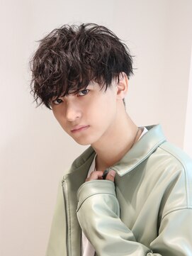 ネイビー(NAVY) ラフな束感 サイドパートマッシュ