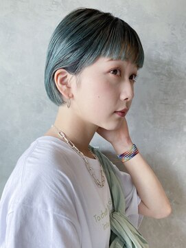 アイティー バイ アルバム 浦和店(IT by ALBUM) ターコイズボブ_くびれヘアビタミンカラーメルティカラー_38618