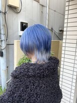 ラフ 原宿(L.a.a.g.f harajuku)&nbsp;☆ブルーカラー×シルバー クラゲヘアー ショートウルフ＠原宿