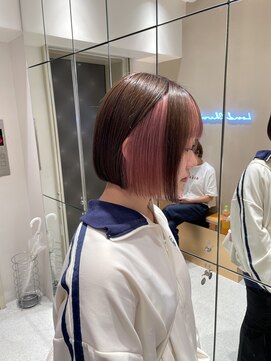ロンドシェリ 仙台(Lond Cheri) ボブ インナーカラー ピンクベージュ ケアブリーチ ダブルカラー