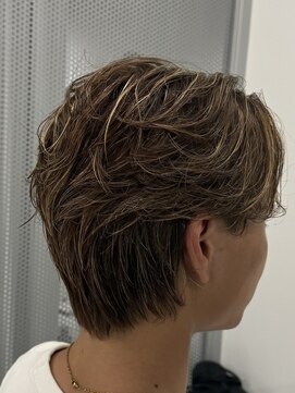 バース 梅田中崎町店(BIRTH) ニュアンスパーマセンターパートハイライト韓国メンズパーマ