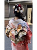 成人式振袖着付け　メイク　振袖ヘアアレンジ