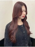 【レイヤーカット/ピンクブラウン/ロング/10代】