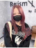 シャギーカット×ピンクカラー